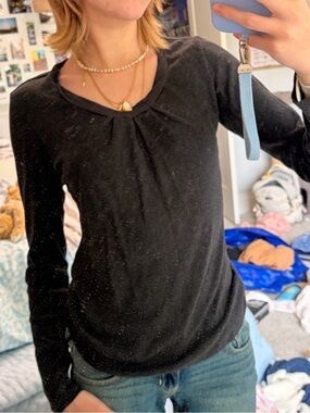 Hugo Boss Black Long-Sleeve Pleated Crew Top